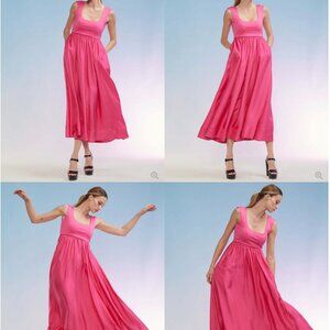 Cynthia Rowley Isla Hot Pink Sleeveless Silk/Spandex Midi Dress Sz XS